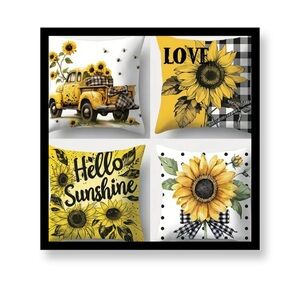 NWT- 4PC Sunflower Decorative Throw Pillow Covers